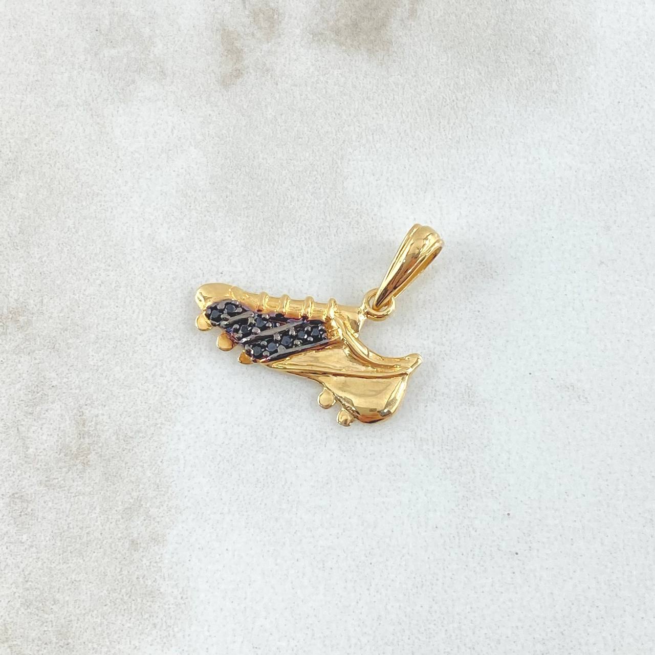 Dije Zapato Guayo 1.6gr / 1.8cm / Circones Negros Oro Amarillo 18K