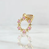 Pendant Star-Shaped Hoop 1.85gr / 2.5cm / White Zircons Pink 18K Yellow Gold