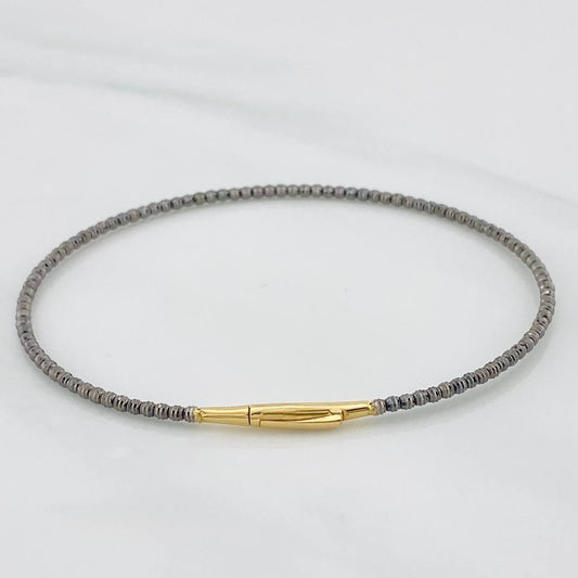 Pulso Aro Diamantado 2.7g / 6 3/4 in / 1.7mm Dos Oros Negro Amarillo 18K