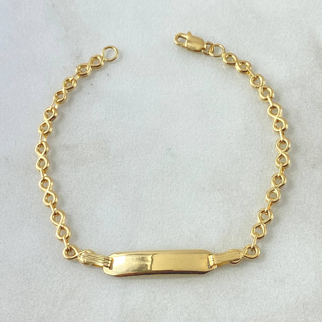 Bracelet Baby Rectangular Octagonal Curved Infinity Plate 1.95gr / 13.5cm / 3mm Smooth 18K Yellow Gold