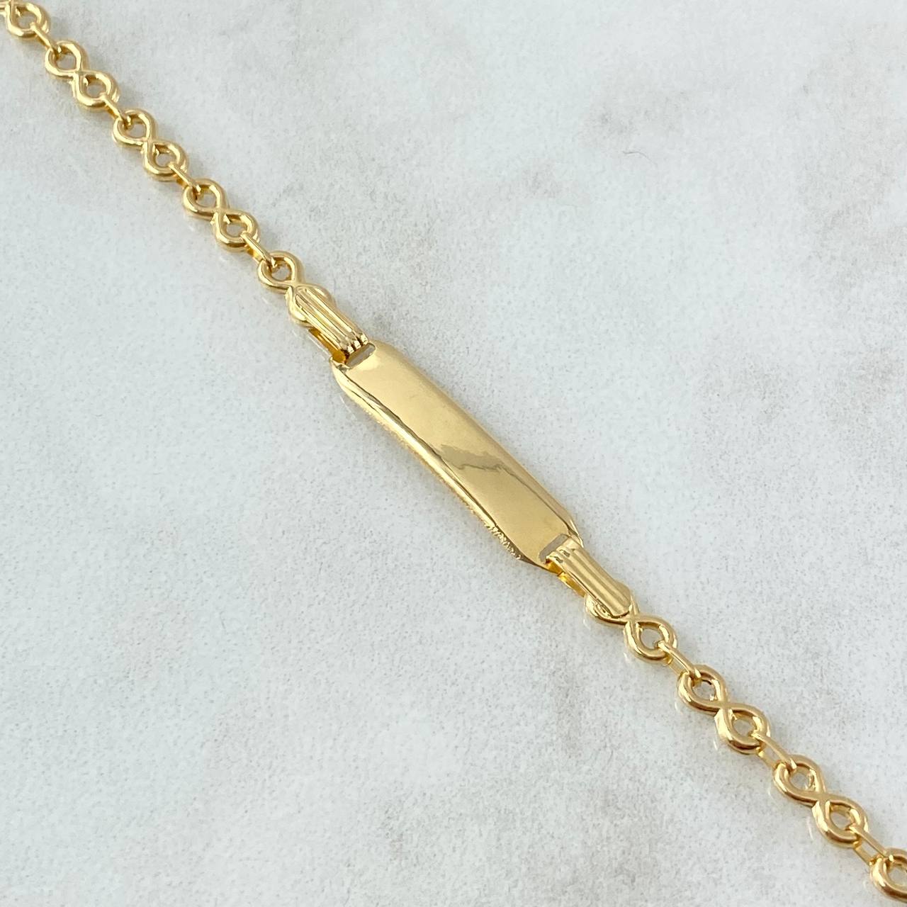 Bracelet Baby Rectangular Octagonal Curved Infinity Plate 2.05gr / 14cm / 3mm Smooth 18K Yellow Gold