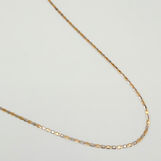 Flat Mariner Chain 1.75gr / 18 in / 1.3mm Two-Tone Yellow White Gold +3 18K %