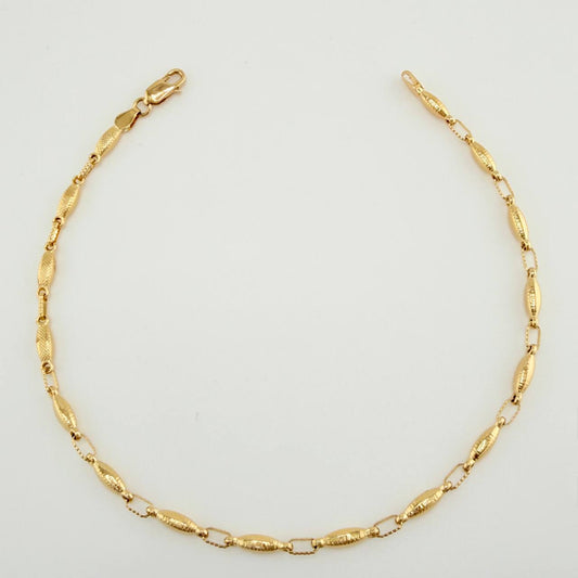 Tobillera Rustico Eslabon 4.85gr / 10 1/4 in / 2.46mm Oro Amarillo 18K %