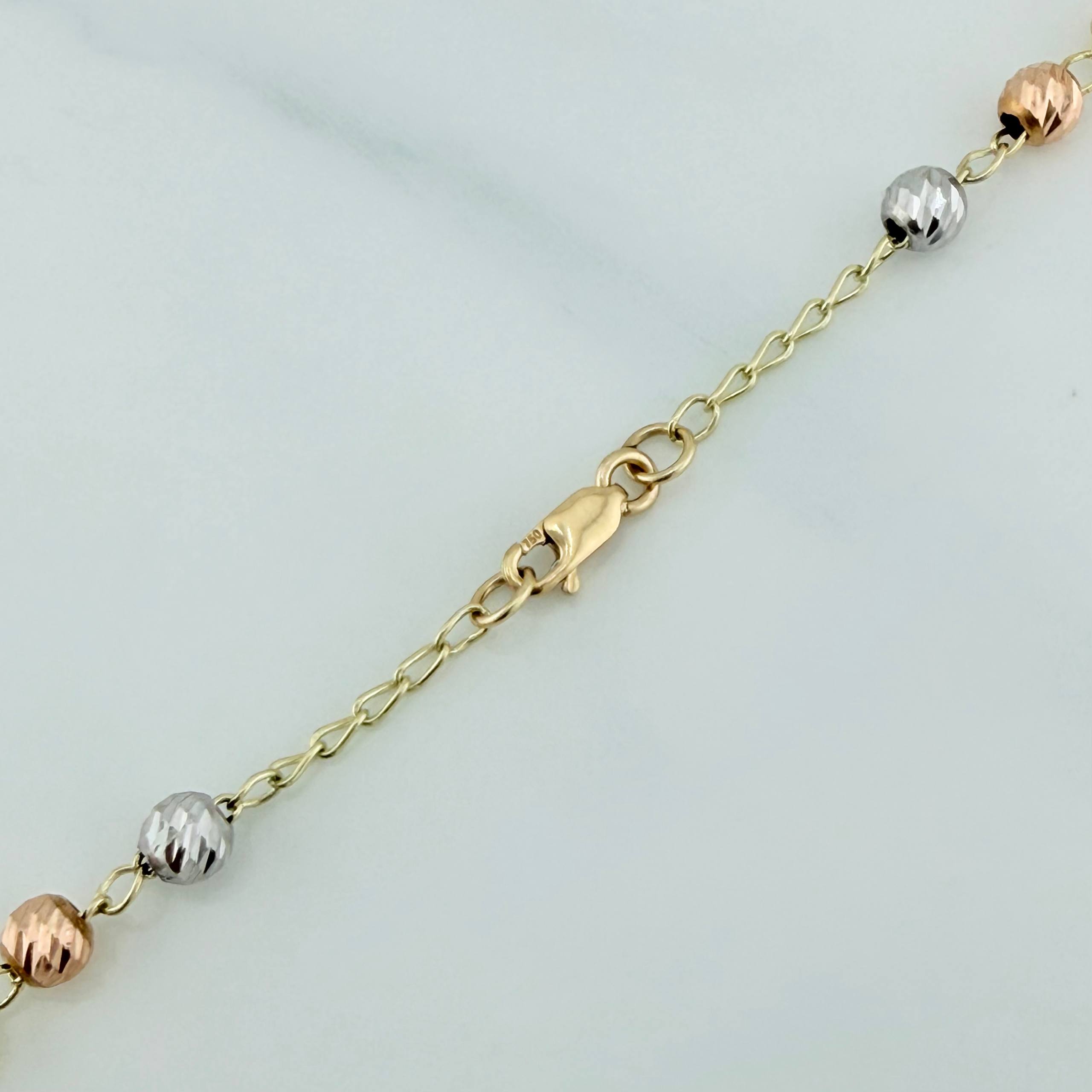 Rosario Virgen de la milagrosa 10.65g / 23 1/2 in / 4mm Tres Oros 18K