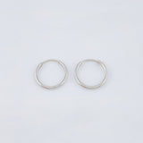 Hoop Earrings Smooth Ring 0.4gr / 1/2 in / 18K White Gold *