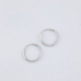 Candongas Aro Liso 0.4gr / 1/2 in / Oro Blanco 18K