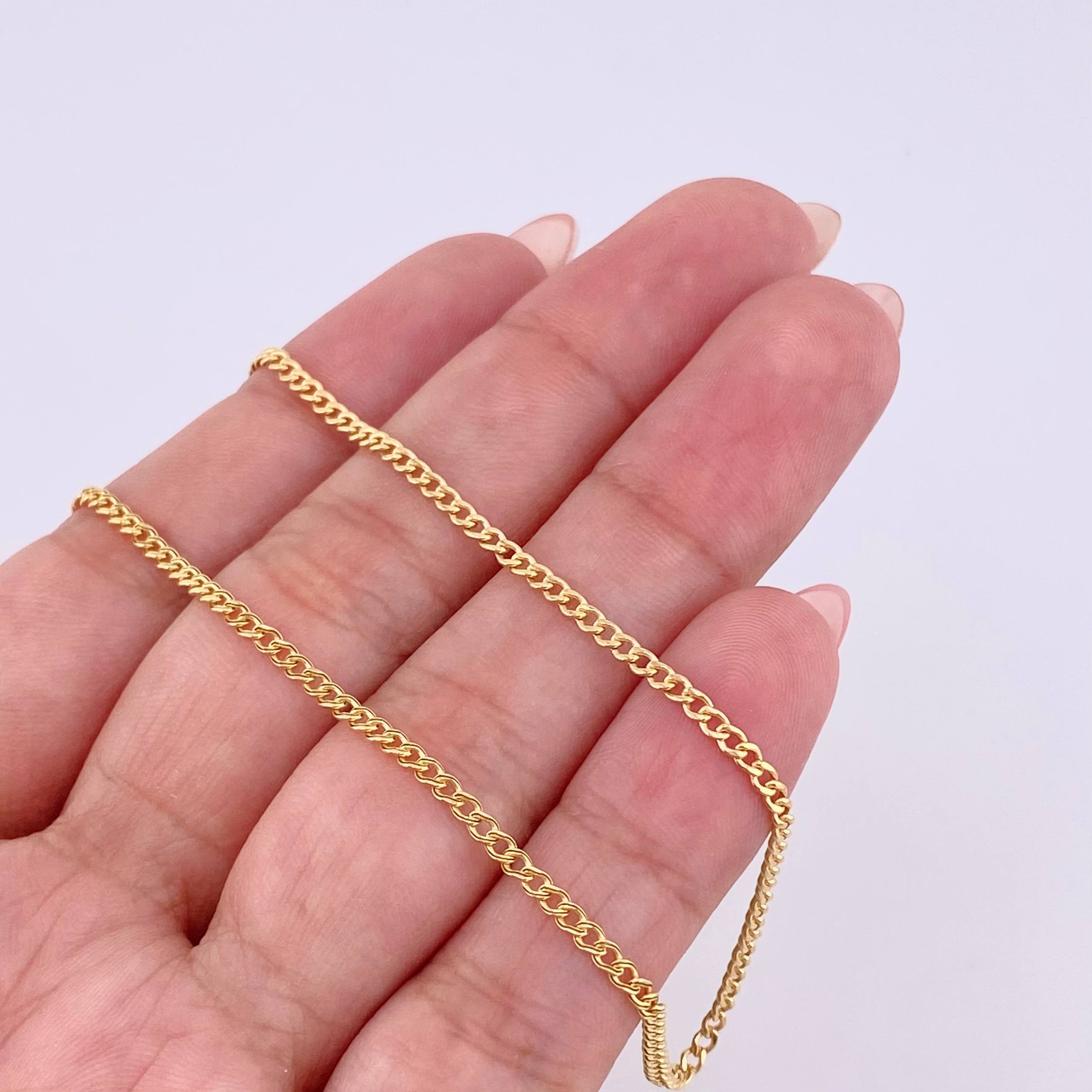 Cadena Cubana 1.5g / 40cm / 2mm Oro Amarillo 18K