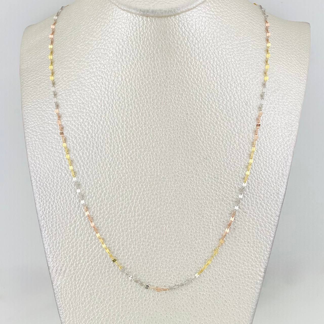 Mirror Flower Chain 1g / 18 in / 2mm Three Golds 18K