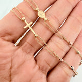 Miraculous Virgin Rosary Chain 3.9g / 17 3/4 in / 2.6mm Three Golds 18K