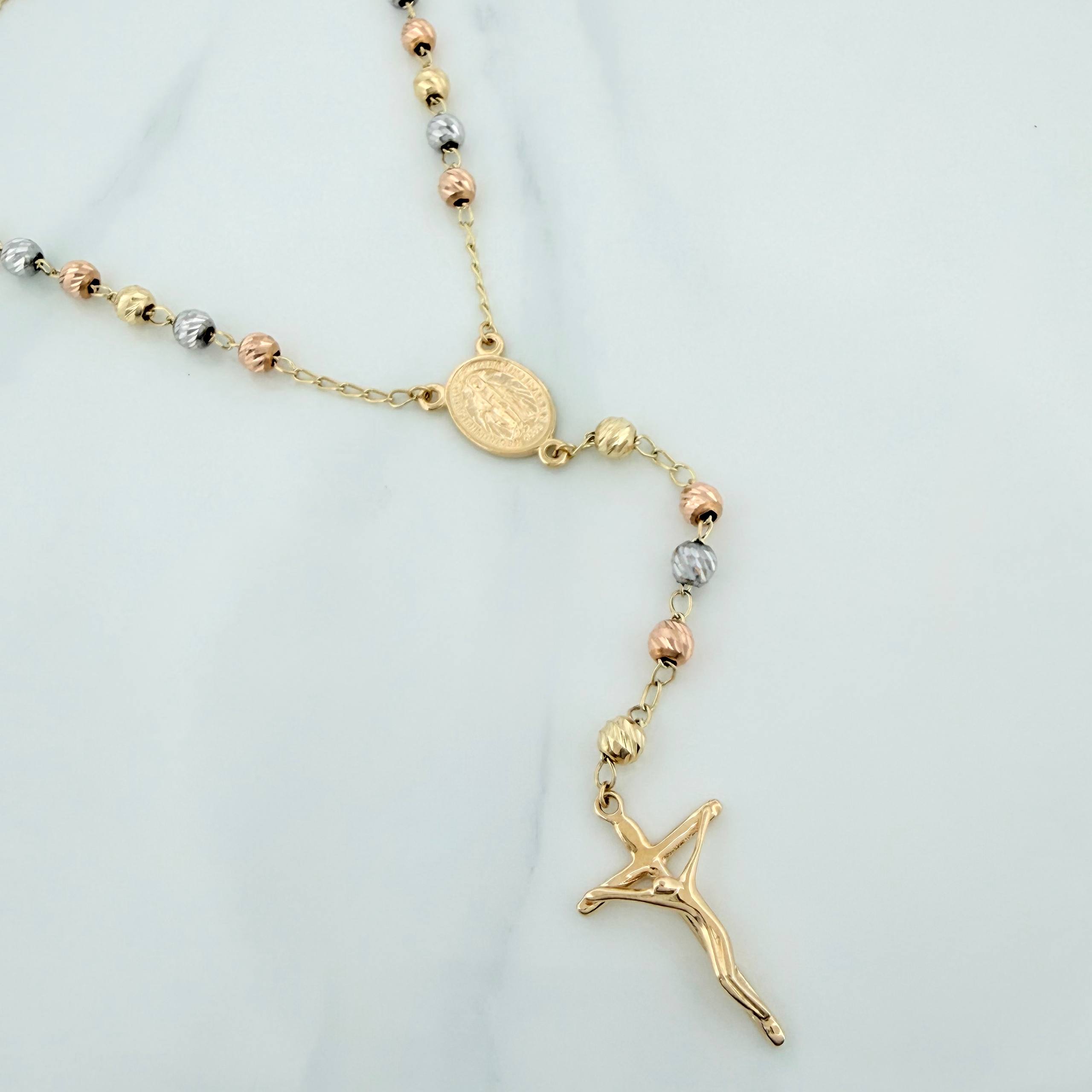 Rosario Virgen milagrosa 10.65g / 23 1/4 in / 4mm Tres Oros 18K