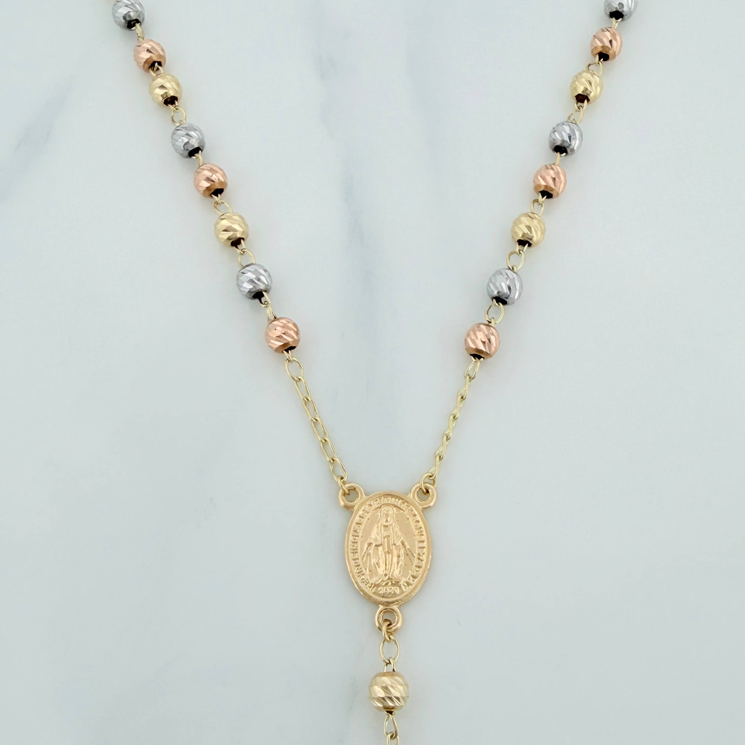 Rosario Virgen milagrosa 10.65g / 23 1/4 in / 4mm Tres Oros 18K