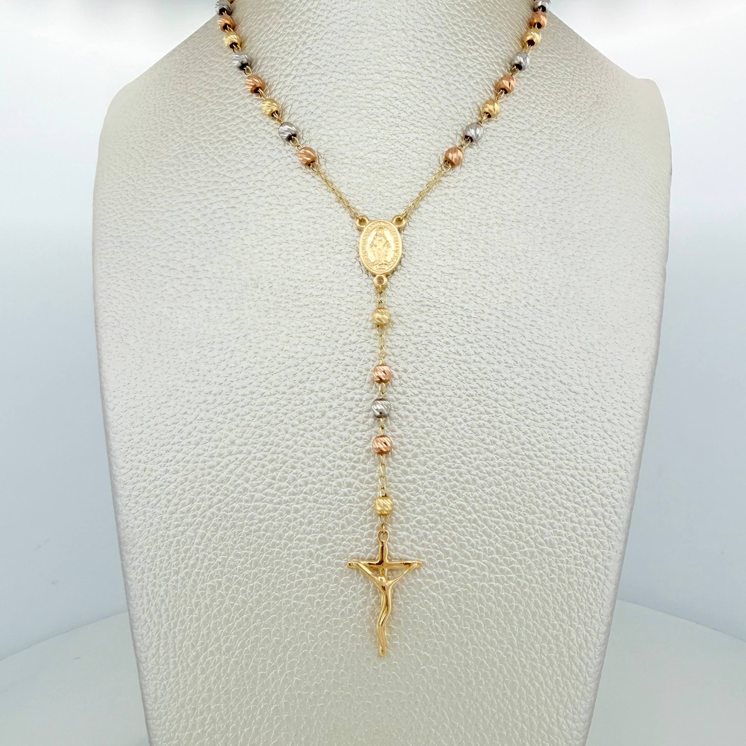 Rosario Virgen milagrosa 10.65g / 23 1/4 in / 4mm Tres Oros 18K