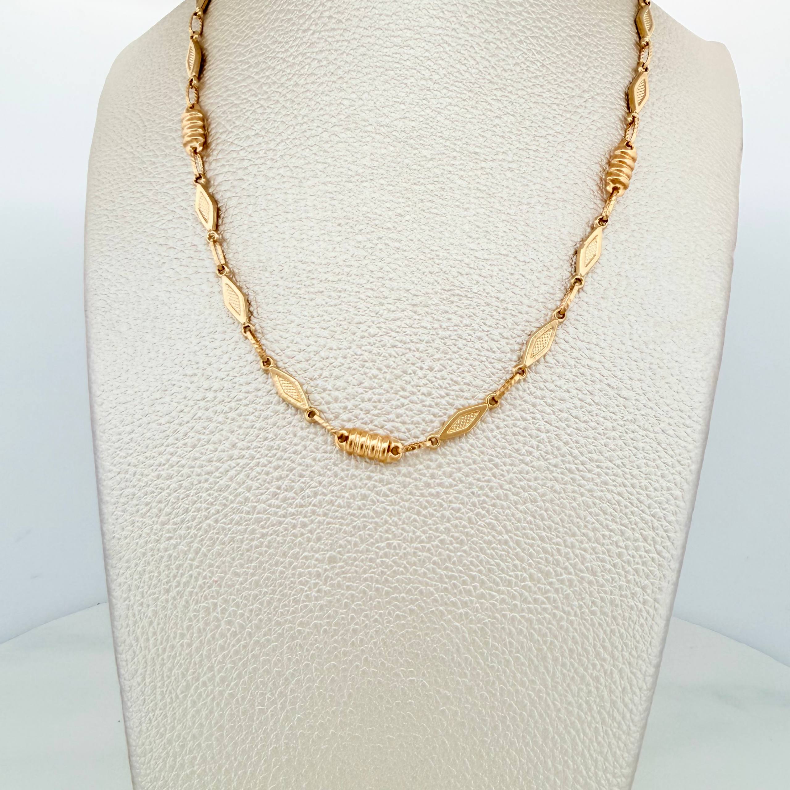 Cadena Rustica rombos 10.25g / 23 3/4 in / 4mm Oro Amarillo 18K