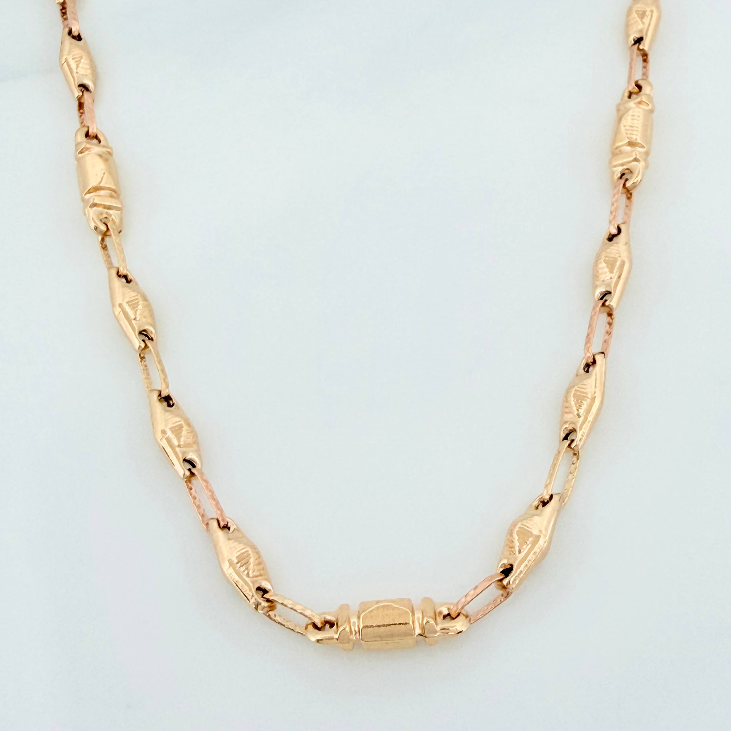 Cadena Rustica rombo abultado 11.95g / 24 1/4 in / 4.5mm Oro Amarillo 18K