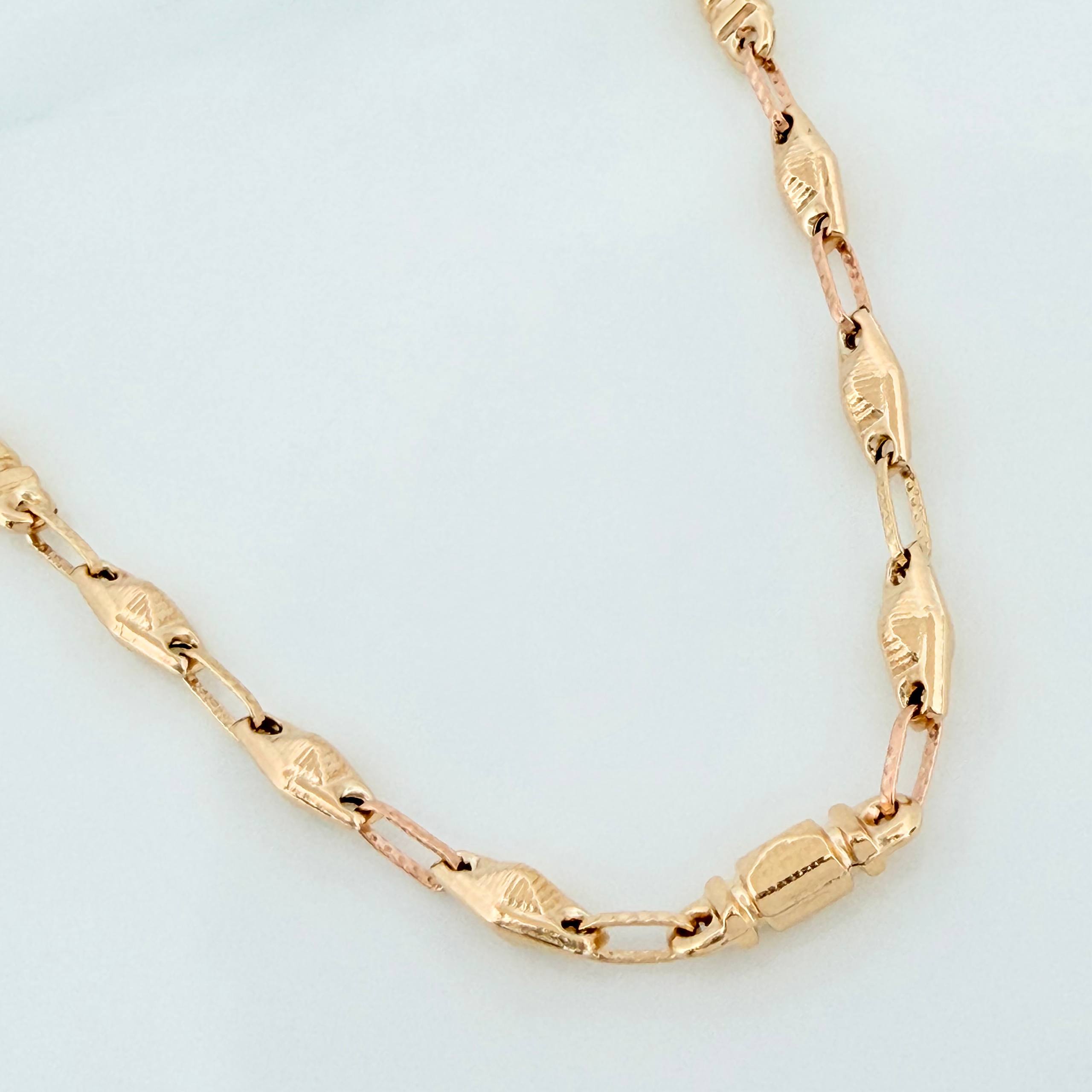 Cadena Rustica rombo abultado 11.95g / 24 1/4 in / 4.5mm Oro Amarillo 18K