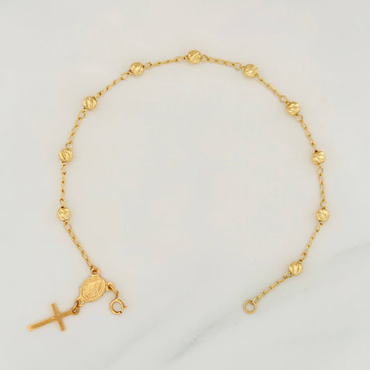 Pulso Denario virgen milagrosa 2.85g / 7 3/4 in / 3.6mm Tres Oros 18K