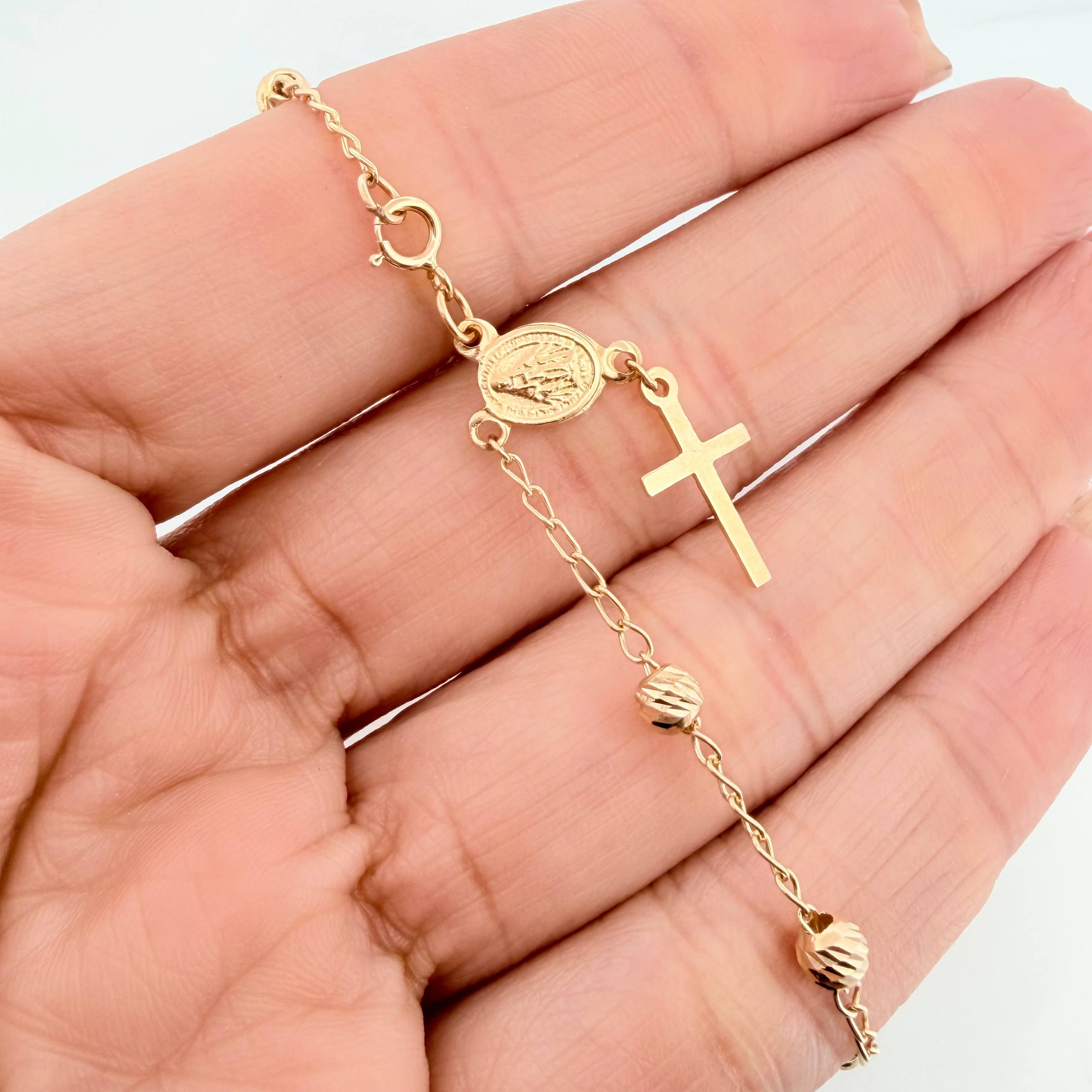 Pulso Denario virgen milagrosa 2.85g / 7 3/4 in / 3.6mm Tres Oros 18K