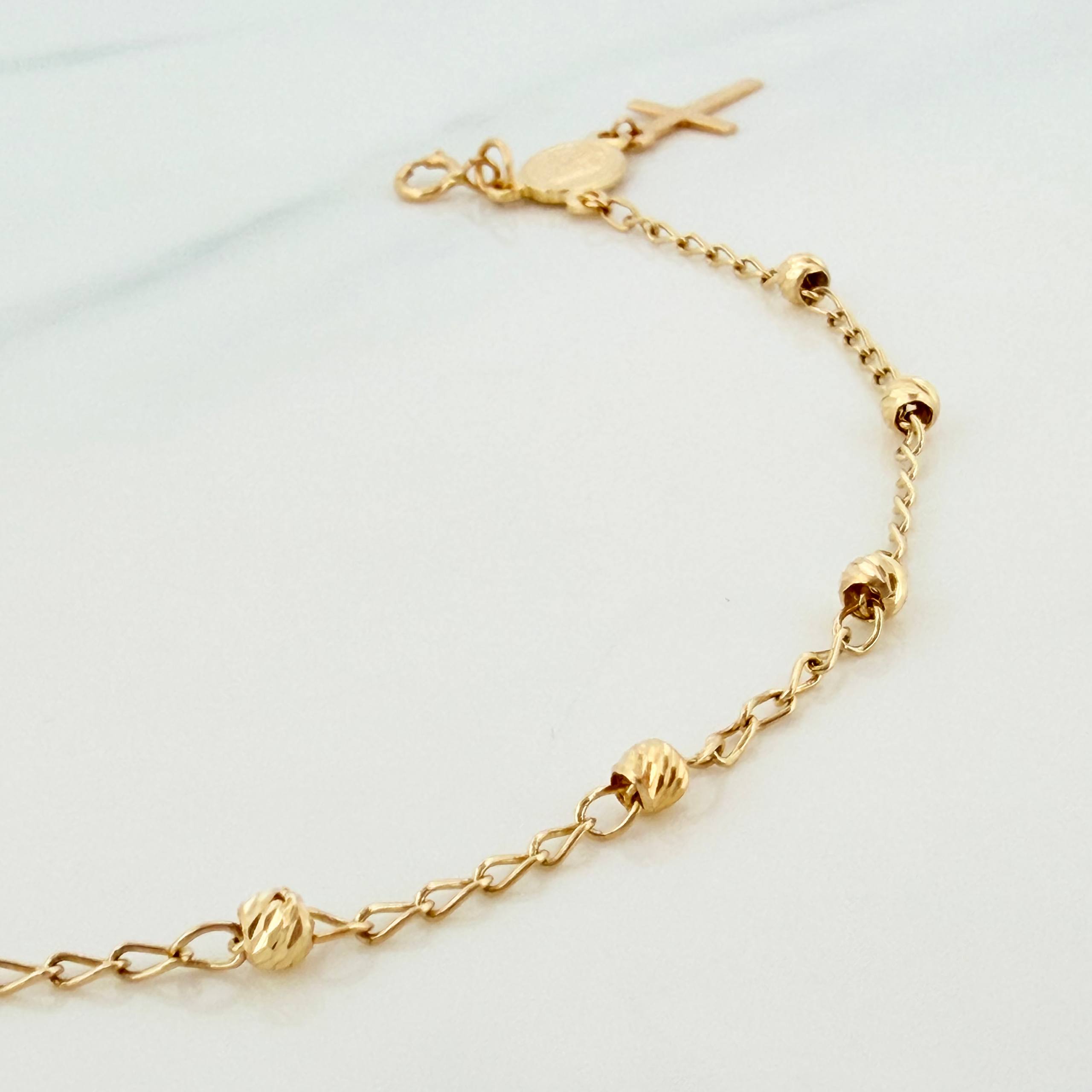 Pulso Denario virgen milagrosa 2.3g / 7 3/4 in / 3mm Tres Oros 18K