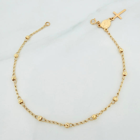 Pulso Denario virgen milagrosa 2.3g / 7 3/4 in / 3mm Tres Oros 18K