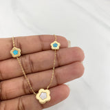 Cadena Aro seguido flor 2.85g / 17 3/4 in / 0.6mm Oro Amarillo 18K