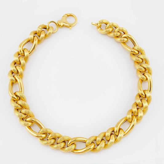 Pulso Figaro Trenzado 10.6gr / 8 1/2 in / 8.4mm Oro Amarillo +4 18K *