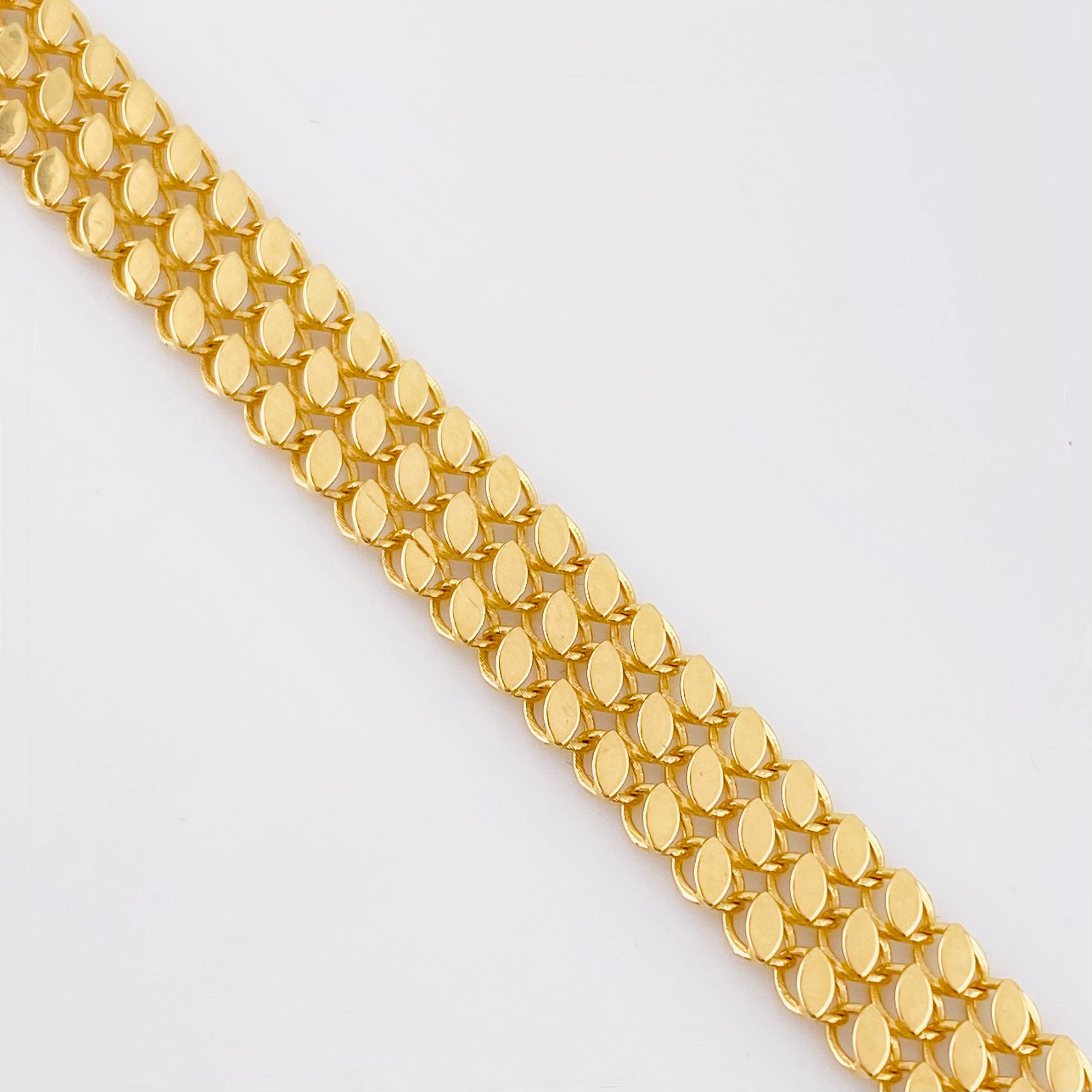 Pulso Hojas Triple Espiga 7.15gr / 8 in / 8.5mm Oro Amarillo +3 18K ©