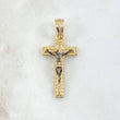 Dije Crúz Cristo Rayado Latino 4.15gr / 3.6cm / Circones Blancos Oro Amarillo 18K
