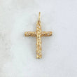 Dije Crúz Cristo Espiralizado 2.15gr / 2.9cm / Circones Blancos Oro Amarillo 18K