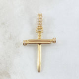 Dije Crúz Clavo 4.25gr / 4.6cm / Circones Blancos Oro Amarillo 18K
