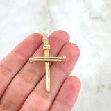 Dije Crúz Clavo 4.25gr / 4.6cm / Circones Blancos Oro Amarillo 18K