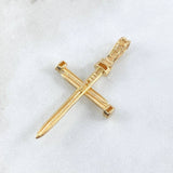 Dije Crúz Clavo 4.25gr / 4.6cm / Circones Blancos Oro Amarillo 18K