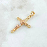 Dije Crúz Cristo Puntos Helados 3.55gr / 4.3cm / Circones Blancos Tres Oros 18K