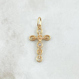 Pendant Crúz Cristo Burbujas Basteados 1.85gr / 3.4cm / White Zircons Two 18K Yellow and White Golds