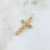 Pendant Crúz Cristo Burbujas Basteados 1.85gr / 3.4cm / White Zircons Two 18K Yellow and White Golds