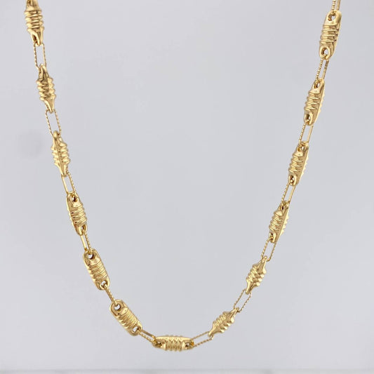 Rustic Barrel Chain 12.35 g / 24 in / 3.75 mm 18K Yellow Gold