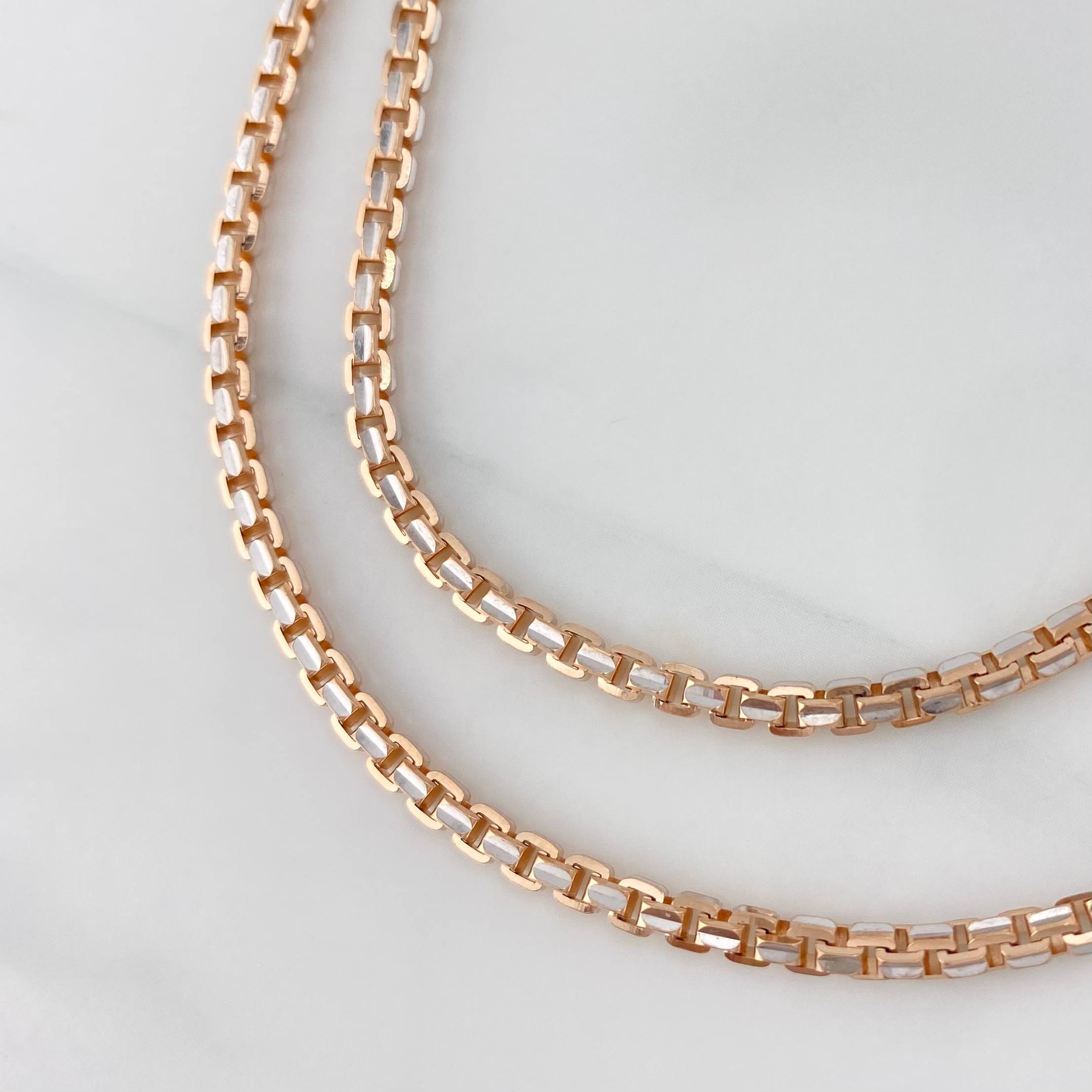 Venetian Chain 27.65 g / 23 3/4 in / 2.9 mm Two-Tone White Rose Gold 18K