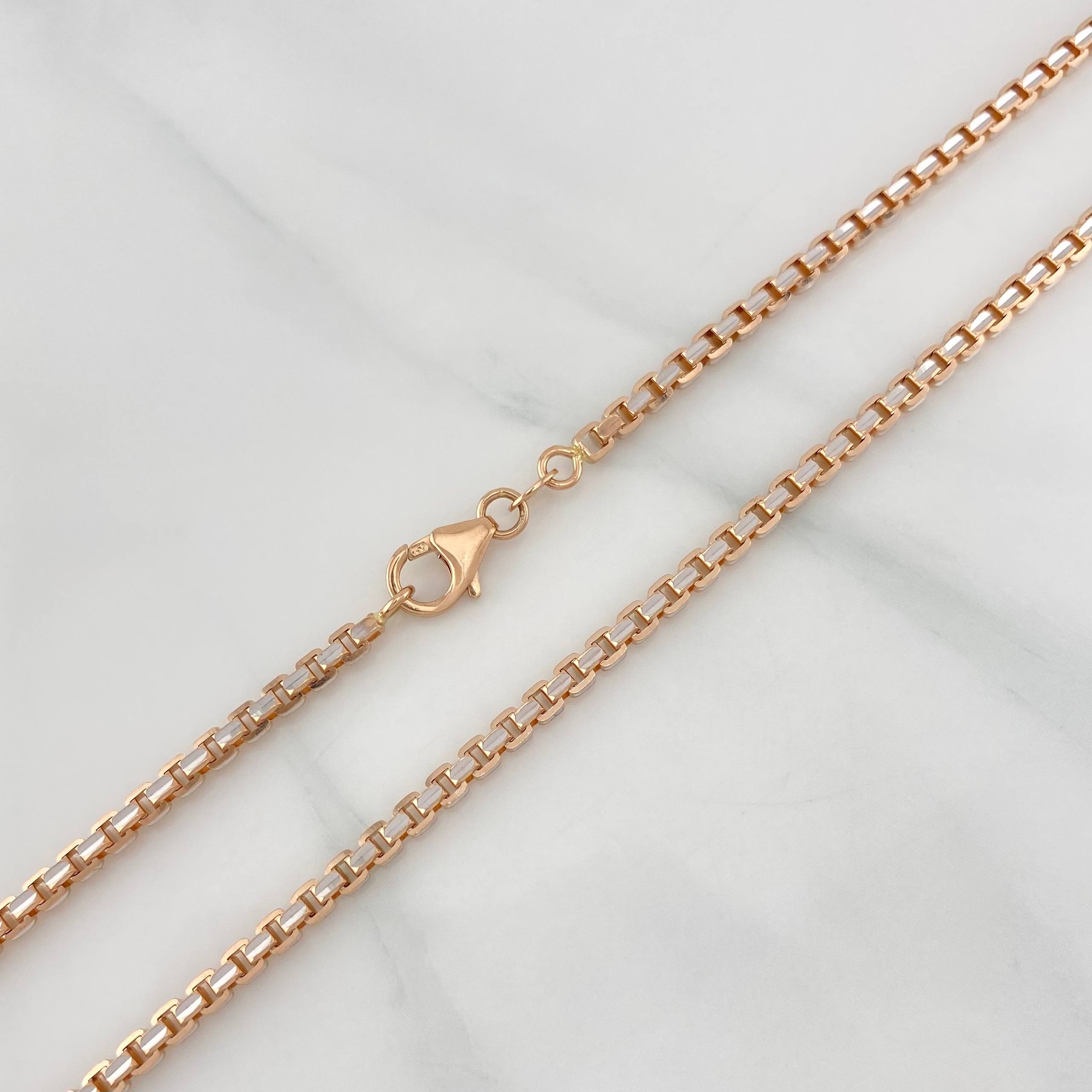 Venetian Chain 27.65 g / 23 3/4 in / 2.9 mm Two-Tone White Rose Gold 18K