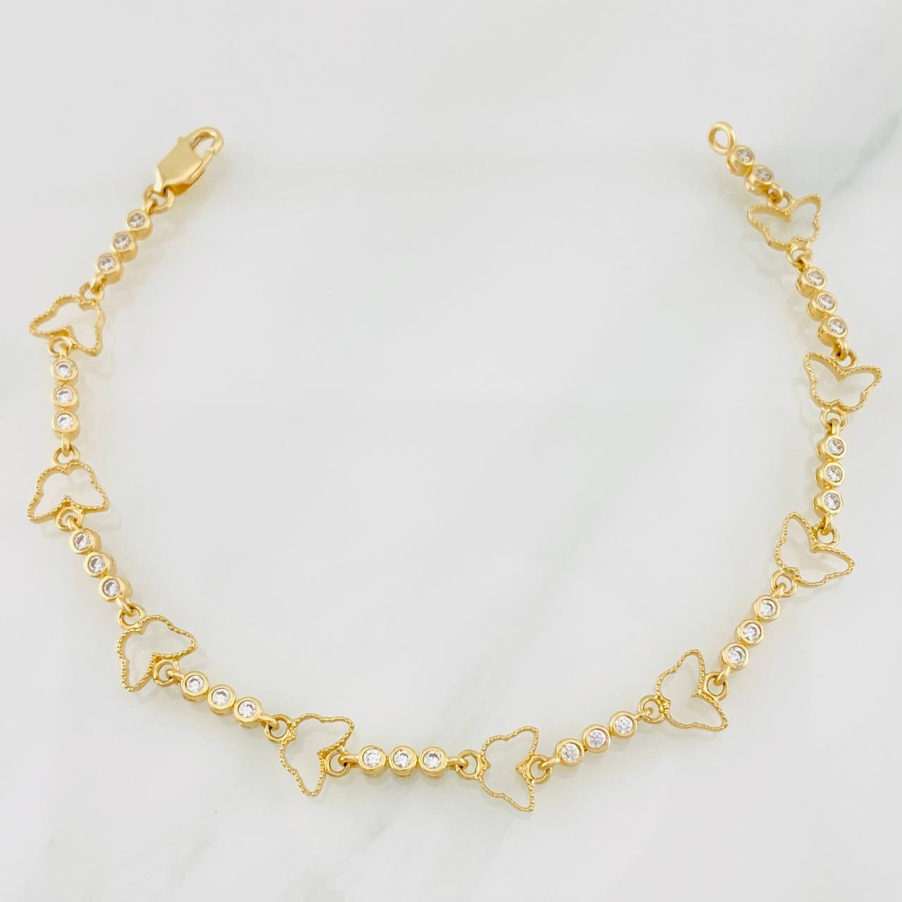 Tennis Bracelet Mariposas 6.15g / 7 1/2 in / 2.7mm Yellow Gold 18K