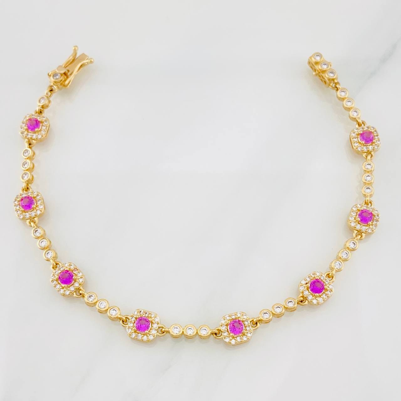 Tennis Bracelet Halo 9.3g / 6 3/4 in / 2.67mm Yellow Gold 18K