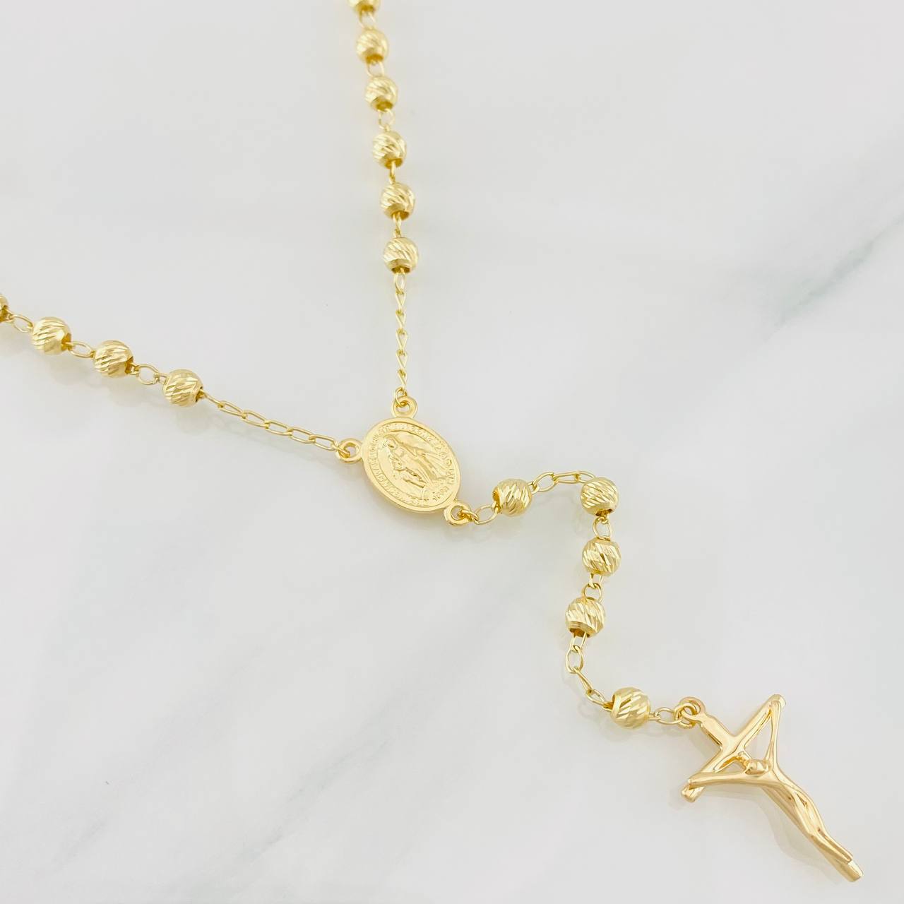 Rosario Virgen Milagrosa 10.4g / 24 in / 4mm Oro Amarillo 18K