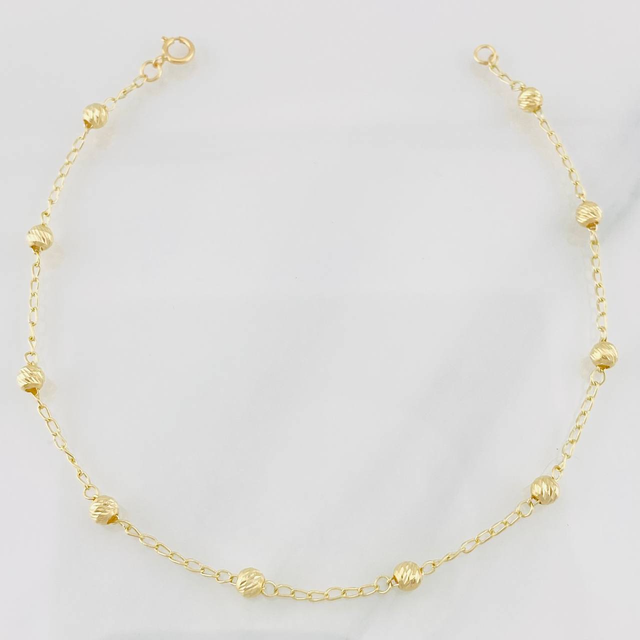Espiga Beads Anklet 2.2g / 9 3/4 in / 4mm 18K Yellow Gold