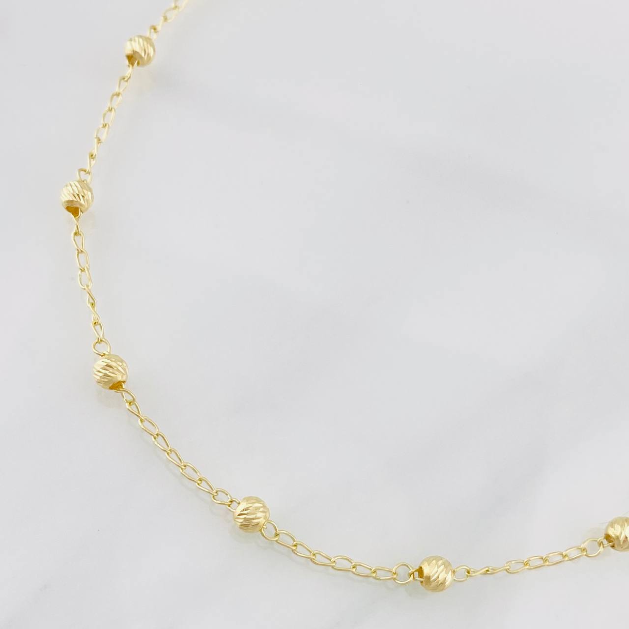Espiga Beads Anklet 2.25g / 9 1/2 in / 4mm 18K Yellow Gold