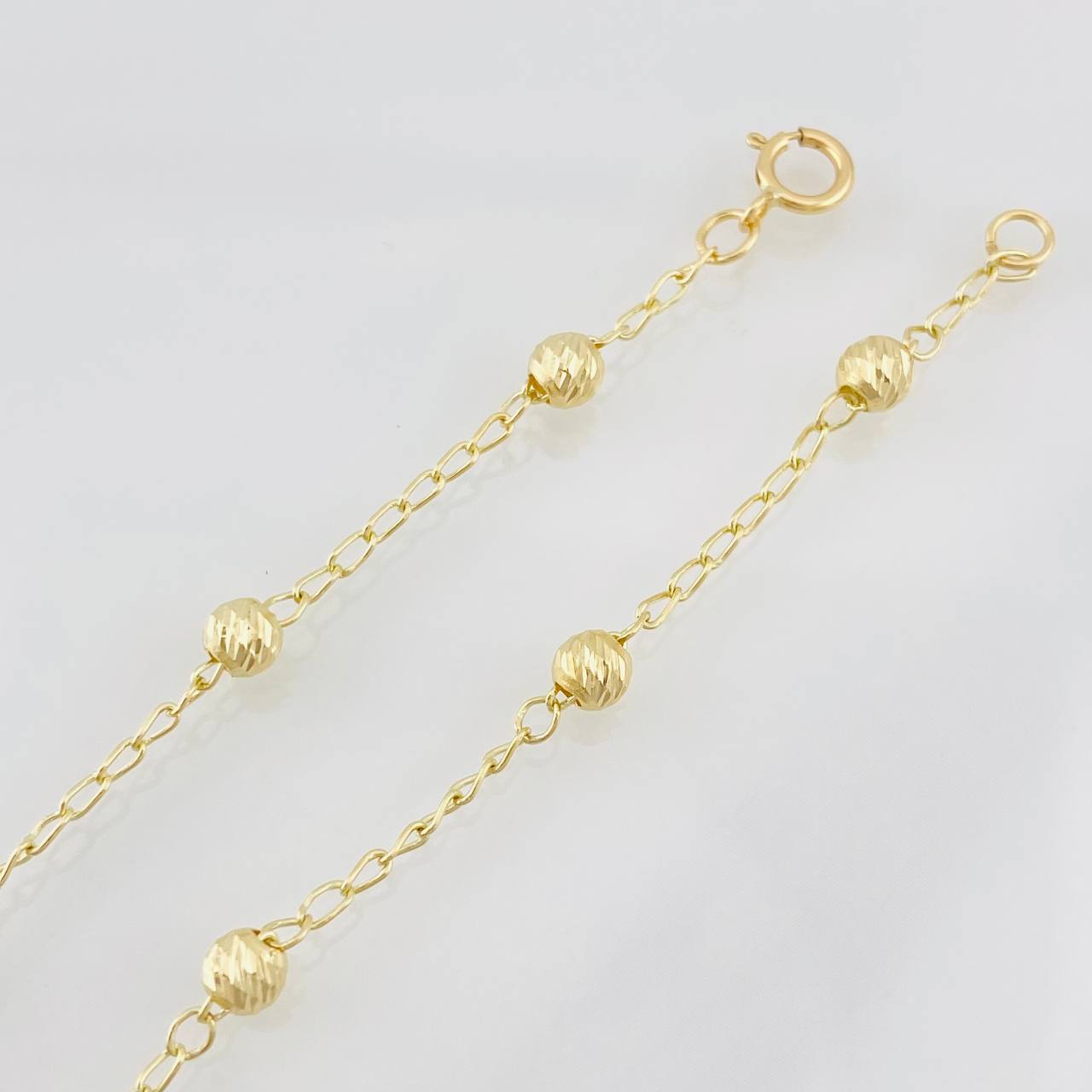 Espiga Beads Anklet 2.25g / 9 1/2 in / 4mm 18K Yellow Gold
