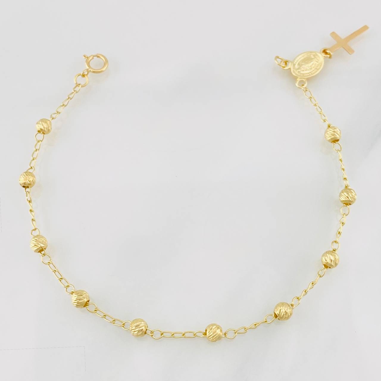 Bracelet Denario Miraculous Virgin 3.1g / 7 3/4 in / 4mm 18K Yellow Gold