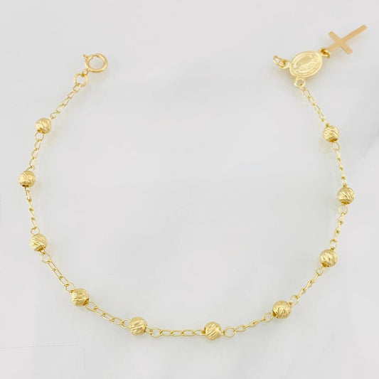 Pulso Denario Virgen Milagrosa 3.1g / 7 3/4 in / 4mm Oro Amarillo 18K