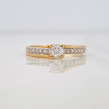Anillo Solitario Churumbela 2.1g / T7 Dos Oros Amarillo Blanco 18K
