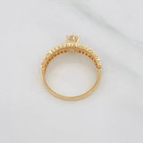 Anillo Solitario Churumbela Corazones 2.3g / T6 1/4 Dos Oros Amarillo Blanco 18K