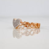 Anillo Corazon 2.9g / T6 Dos Oros Blanco Rosa 18K