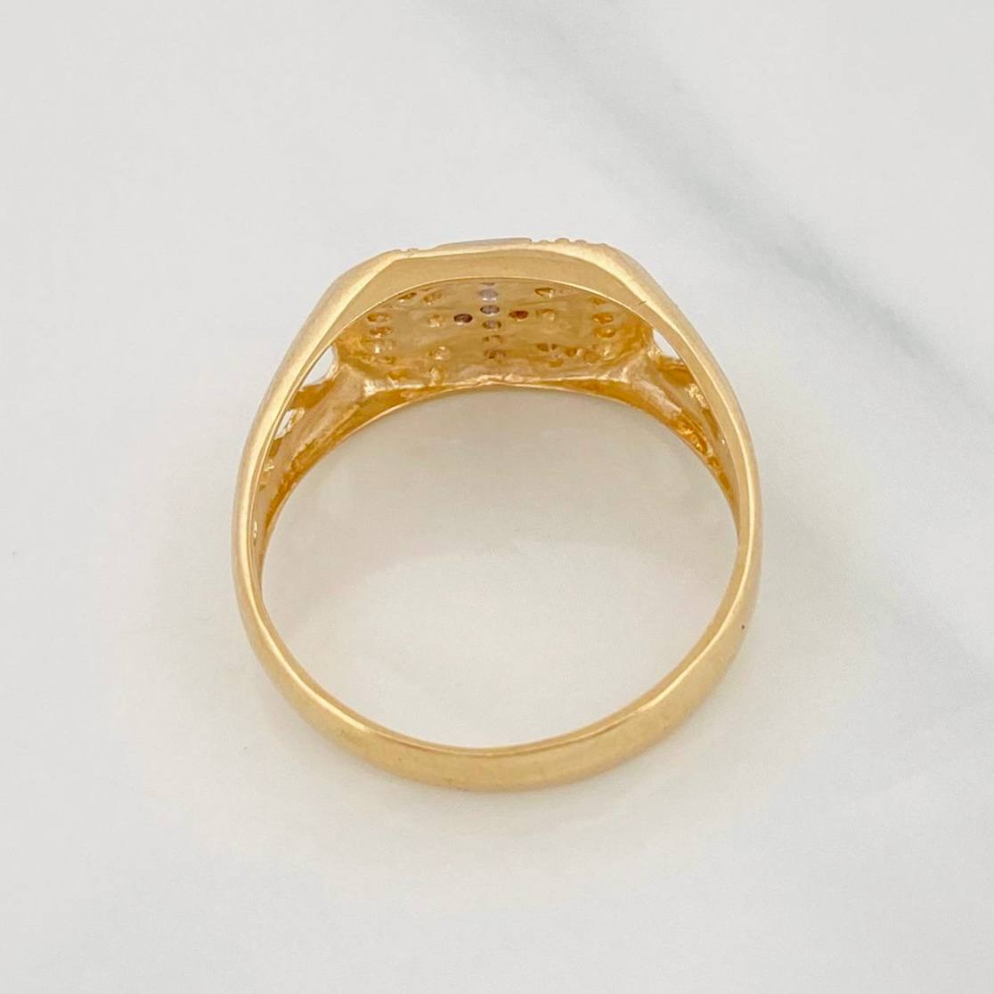Anillo Cruz 4.3g / T9 1/2 Dos Oros Amarillo Blanco 18K