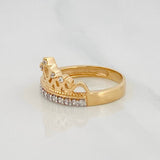 Anillo Corona 3.95g / T6 1/4 Dos Oros Amarillo Blanco 18K